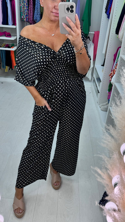 🔥HOT SALE 50% OFF🔥Polka Dot Printed Elastic Waist Jumpsuit