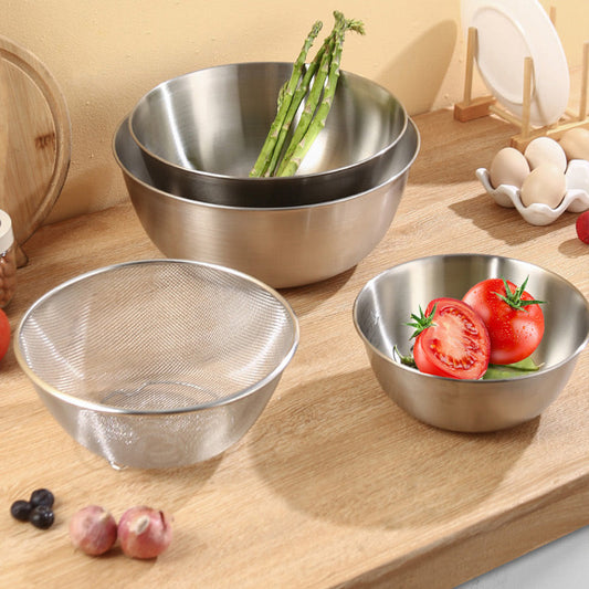 Stainless Steel Mixing Bowl with Strainer Basket（50% OFF）