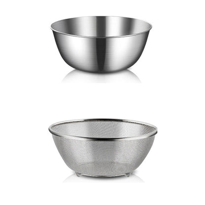 Stainless Steel Mixing Bowl with Strainer Basket（50% OFF）