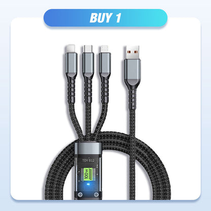 Supersnel opladen met 100 watt, transparante 3-in-1 datakabel