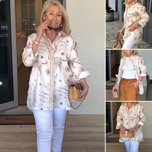 Dameshemd met lange mouwen en oversized knoopsluiting