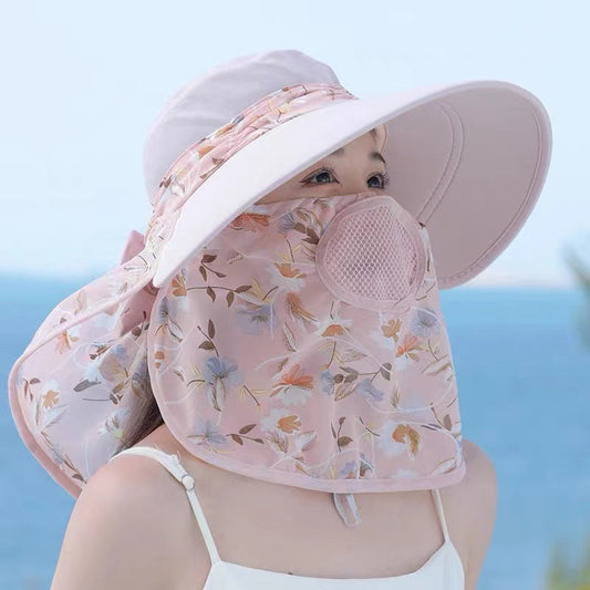 👒🌞Essential dames zonnehoed met brede rand en gezichtsmasker 🌞👒