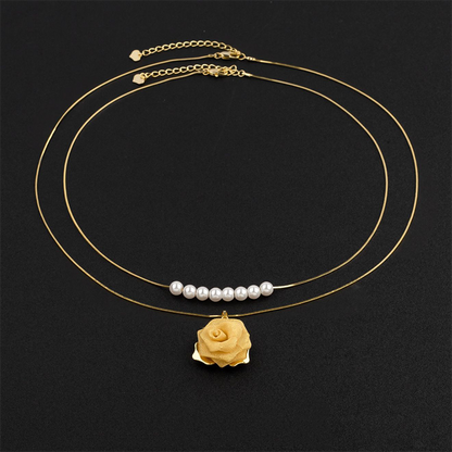 💕Nieuwe Aankomst💕3D Roze & Parel Dubbel Gelaagde Ketting (2 set pakken)