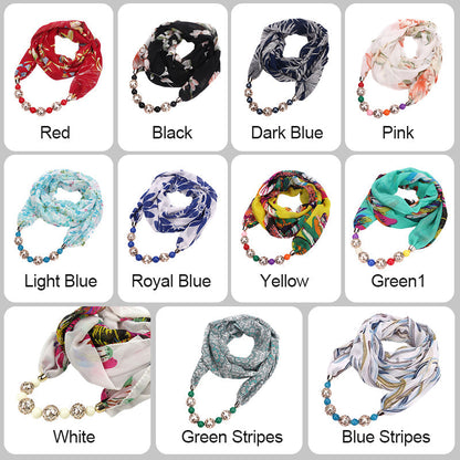 Multifunctional Chiffon Beads Pendant Scarf