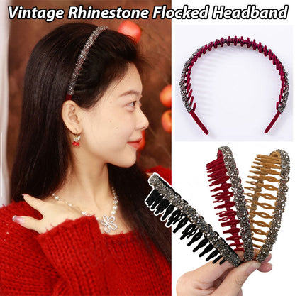 🎁Christmas Hot Sale🔥Vintage Rhinestone Flocked Headband（50% OFF）