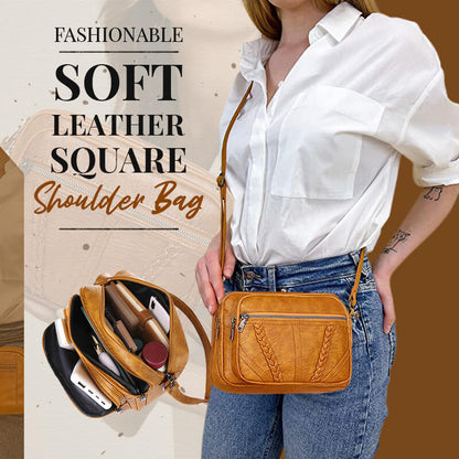 Fashionable Soft Leather Square Shoulder Bag